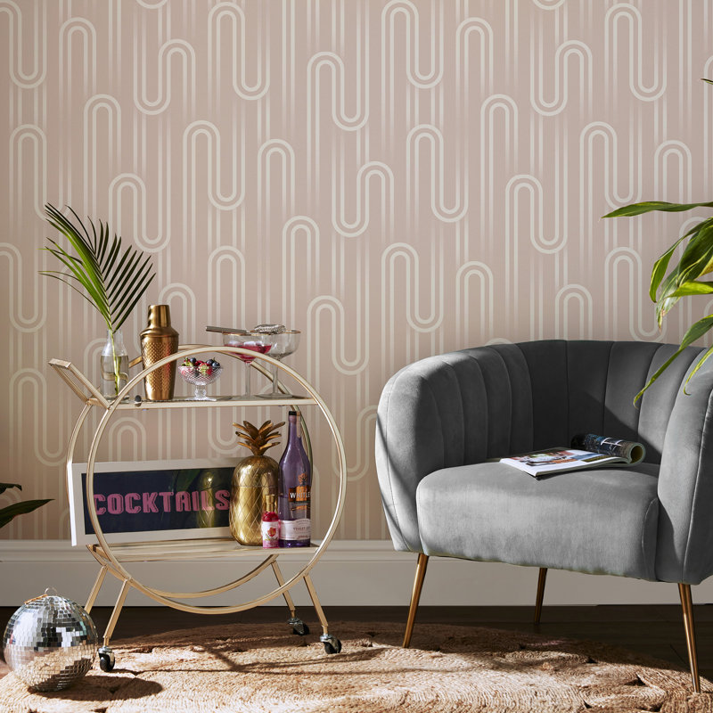 Geometric Wallpaper Double Roll, Peach