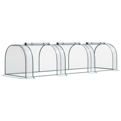 Mini serre 11 pi x 3 pi x 2,5 pi, serre portative à tunnel avec portes à fermeture à glissière, housse imperméable aux rayons UV, structure en acier