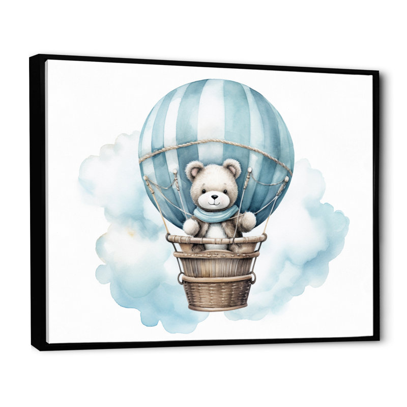 «Nursery Bear Cub Children Dreams I», reproduction sur toile, H 24 po x l 32 po x P 1 po, Cadre flottant noir