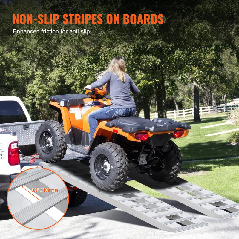 Paquet de 2 rampes de chargement en aluminium robustes - capacité de 6 000 lb, rampes antidérapantes de 72 po x 15 po pour tracteurs, VTT / utv, tondeuses à gazon, motos et équipements
