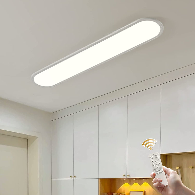 Gracious 1-Light LED Flush Mount, White, 4cm H x 100cm W x 20cm D