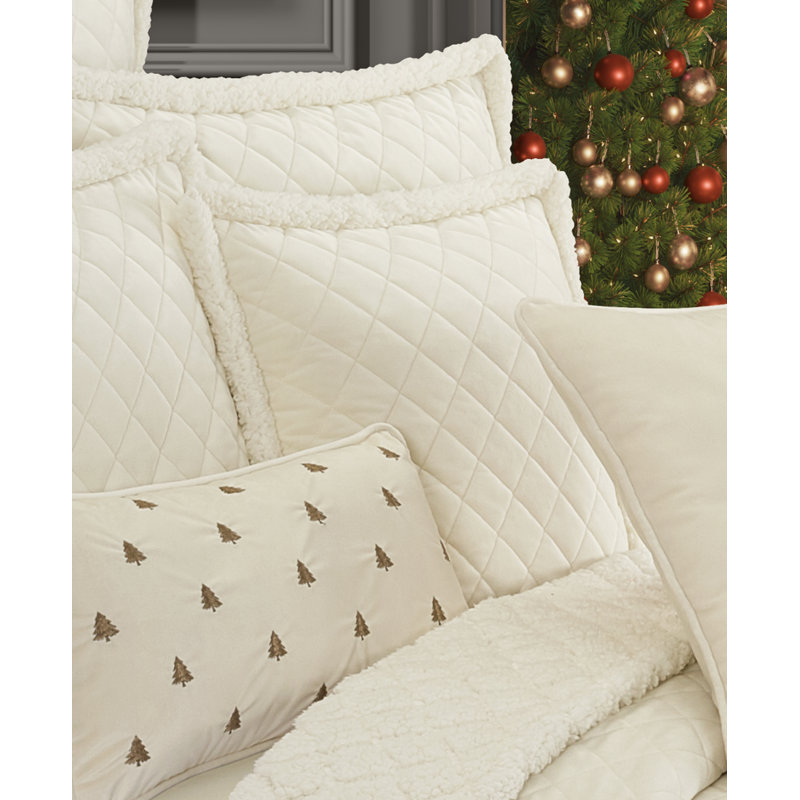 Coussin décoratif matelassé 18 po Casey Sherpa - Winter White