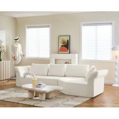 Modular L-Shape Sectional Sofa with Wide Armrests and Throw Pillows