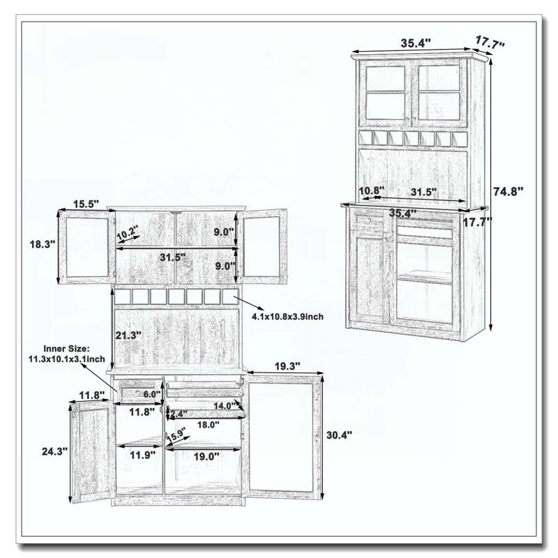 Buffet sur pied Farmhouse, Blanc
