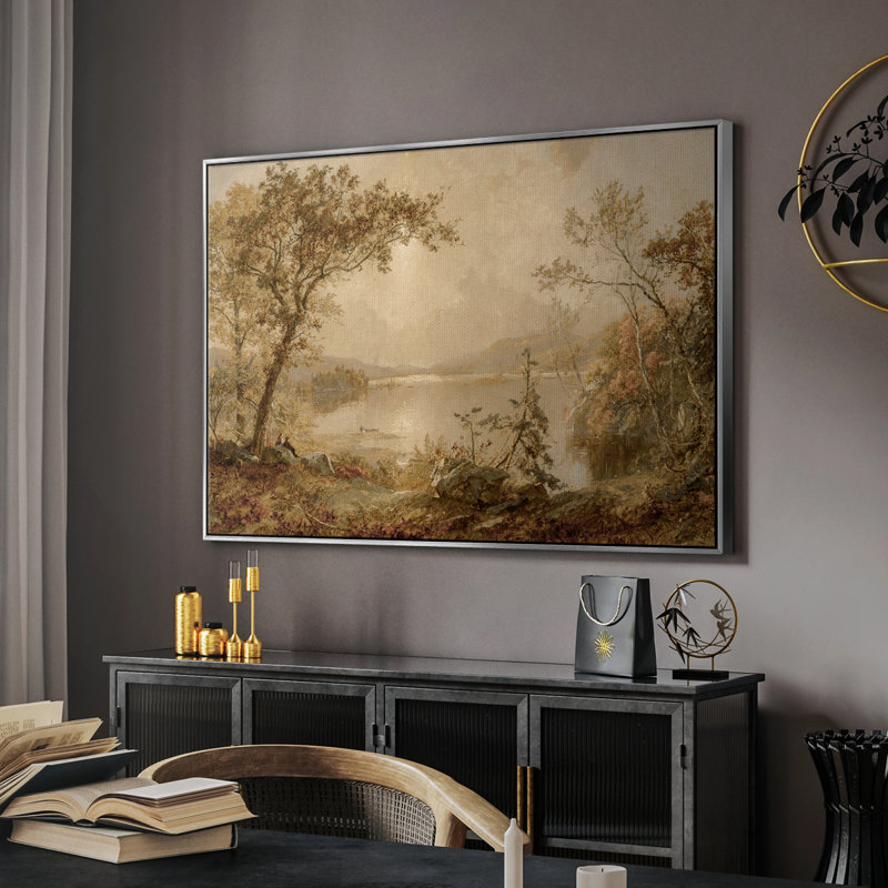 Paysage rétro - DC XXXIV, H 25 po x l 37 po x P 2 po, Toile avec cadre flottant noir