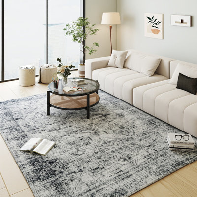 5×7ft Machine Washable Area Rug Soft Vintage Low Pile Rug with Non Slip Backing for Bedroom Entrance Corridor