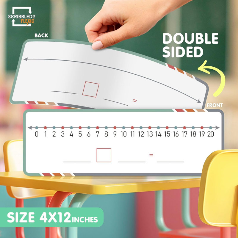 Corde à chiffres effaçable pour étudiants Scribbledo 4 po x 12 po
