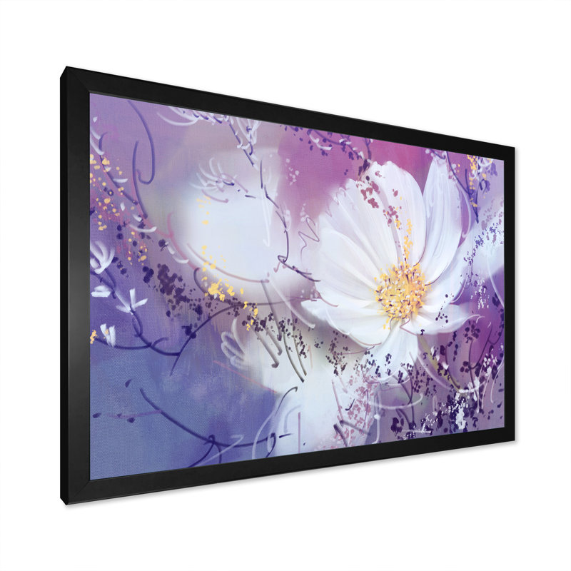 Fleur blanche - impression sur toile avec cadre flottant, Cadre photo noir, H 8 po x l 12 po x P 1 po