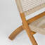 Fauteuil Solana bois noyer, tissu beige crème