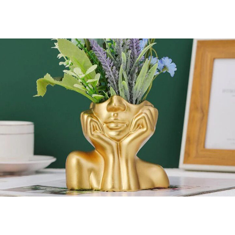Comolli Ceramic Table Vase, 19cm H x 16cm W x 11cm D, Gold