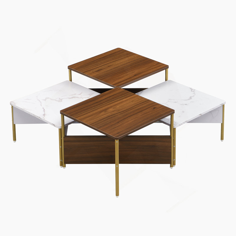 Ensemble de quatre tables gigognes polyvalentes et modernes, de forme ajustable, idéales pour divers agencements et fonctions de salon