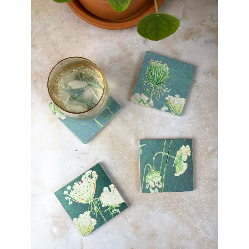 Marble Square 4 Piece Coaster Set