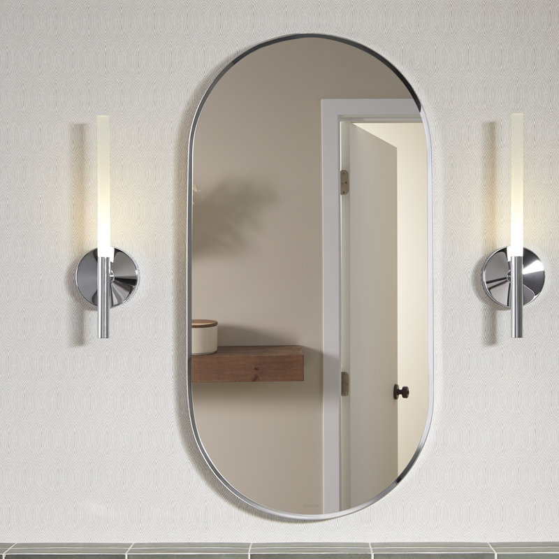 Essential Decorative Bathroom / Vanity Mirror, Polished Chrome, 36" x 18"