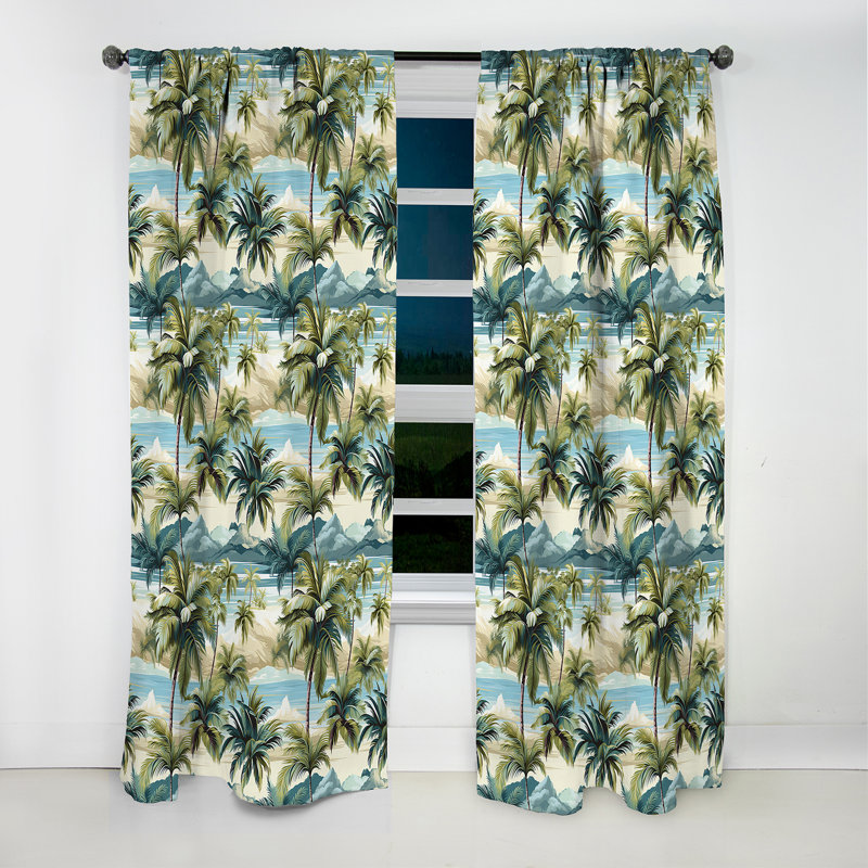 Palmier motif tropical II - Rideau floral - Rideau occultant floral - 1 panneau, L 52 po x L 120 po