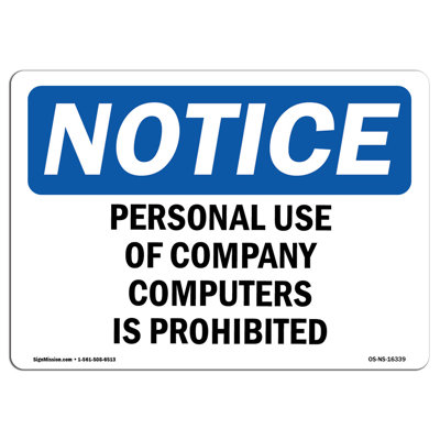 Personal Use of Computers Prohibited Sign