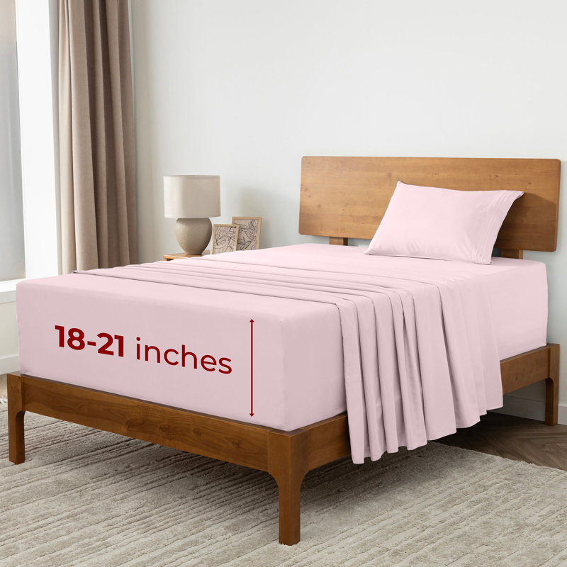 Ensemble de draps Mellanni 1800, Rosé, Ensemble de draps pour taille de lit simple TG ave