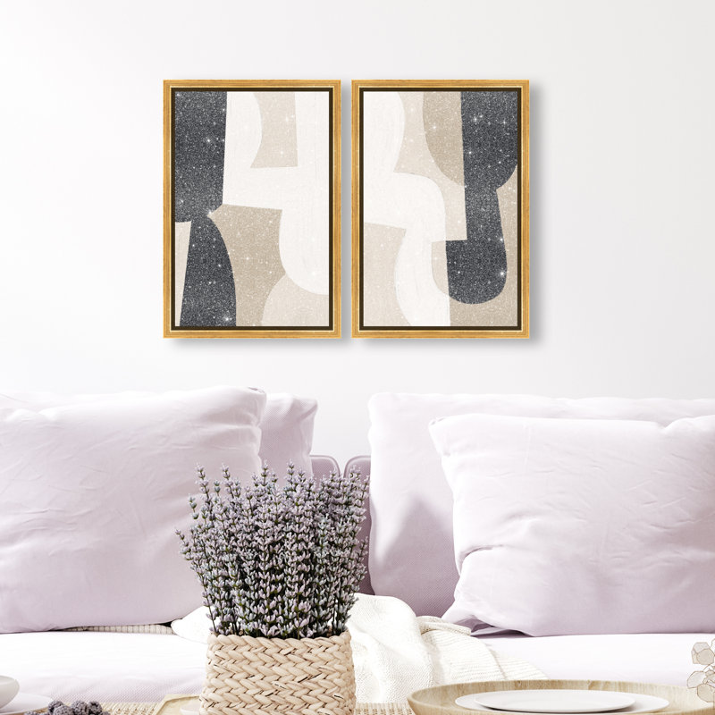 El Modernista Set Set by Oliver Gal, 11"H x 16"W, Gold Floater Frame