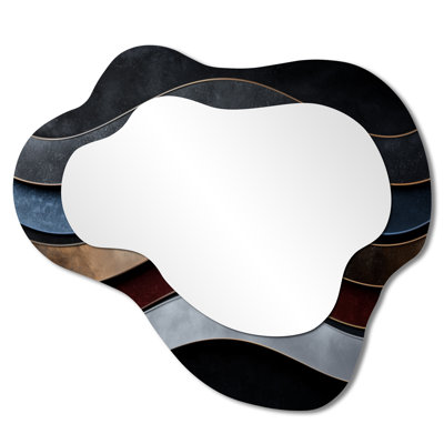 Abstrait fractal chuchotements de couleur foncée - miroir mural asymétrique fractal, miroir de coiffeuse moderne, imprimé sur métal