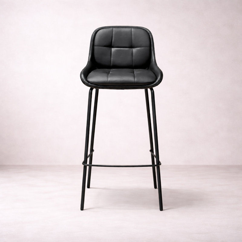 Tabouret de comptoir en cuir Dudley, noir