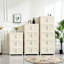 Armoire de rangement en plastique blanc crème avec 3 portes magnétiques et portes pliantes 19,39 po x 11,46 po x 31,1 po pour le salon-1556257784