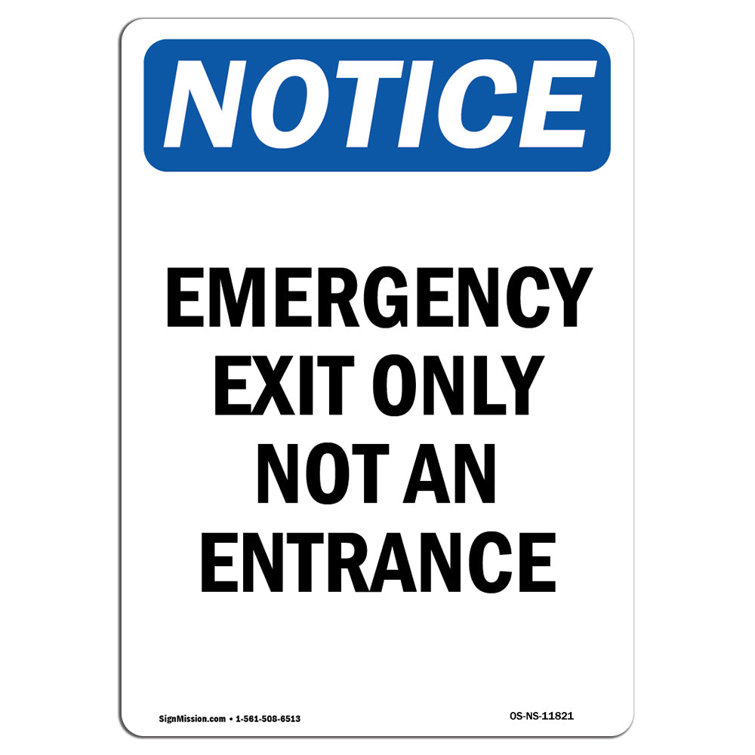 Signmission Emergency Exit Only Not An Entrance Sign 