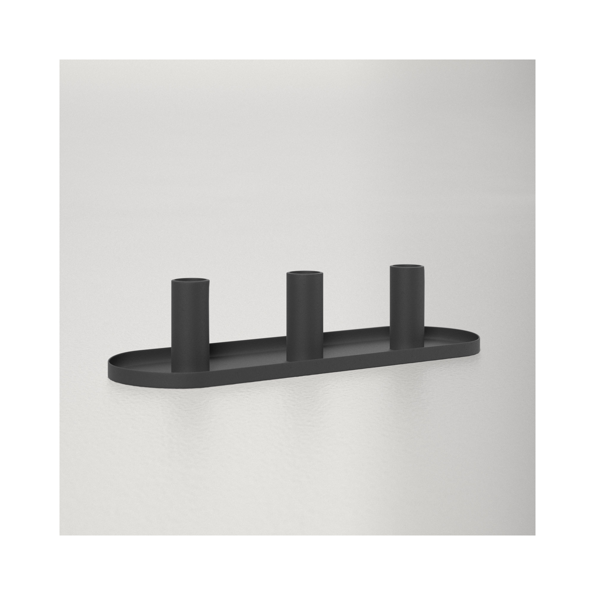 3 Piece Aluminum Tabletop Candlestick Set, Black