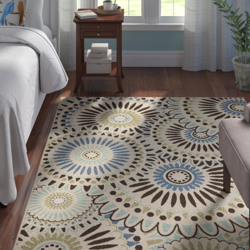 Tapis d'intérieur / extérieur à motif géométrique Centeno Performance, Rectangle 4 pi x 5 pi 7 po