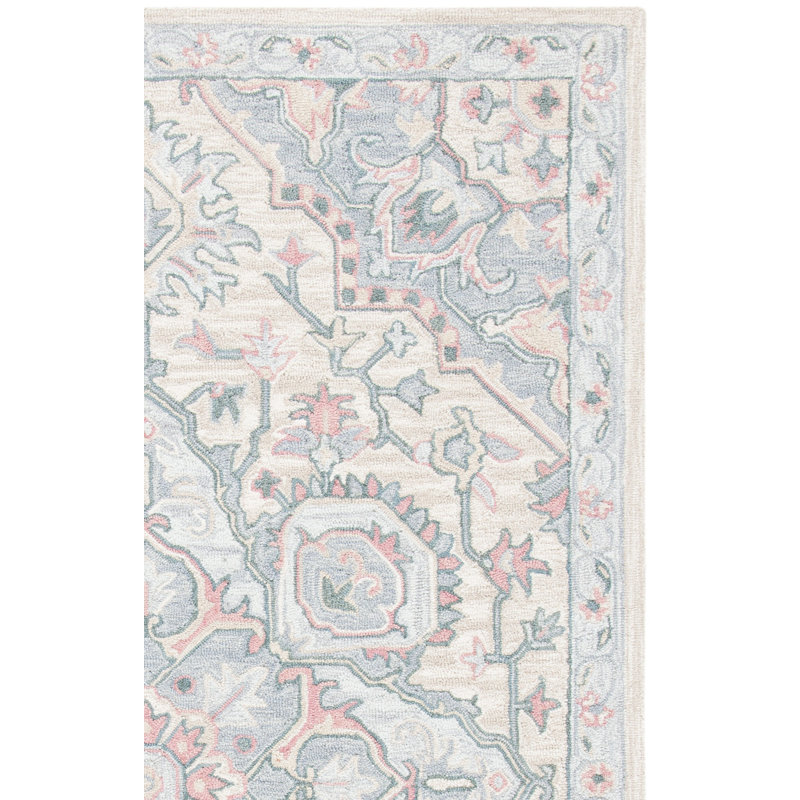 Fallbrook Hand Tufted Wool/Cotton/Latex Oriental Rug in Beige/Blue, Square 6'