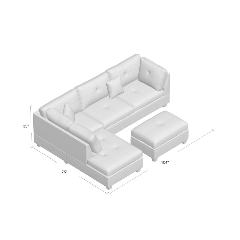 Milani Upholstered L-Shaped Sectional Reversible, Black