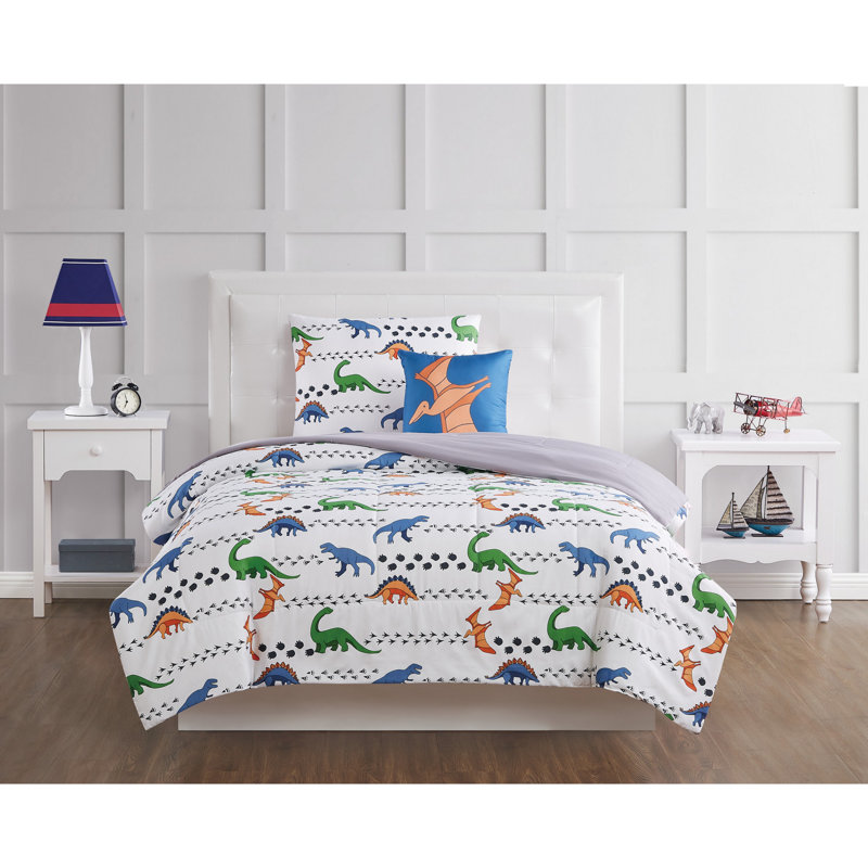 Ensemble d'édredon réversible en microfibre bleu , Édredon simple et 1 taie décorative et 1 coussin