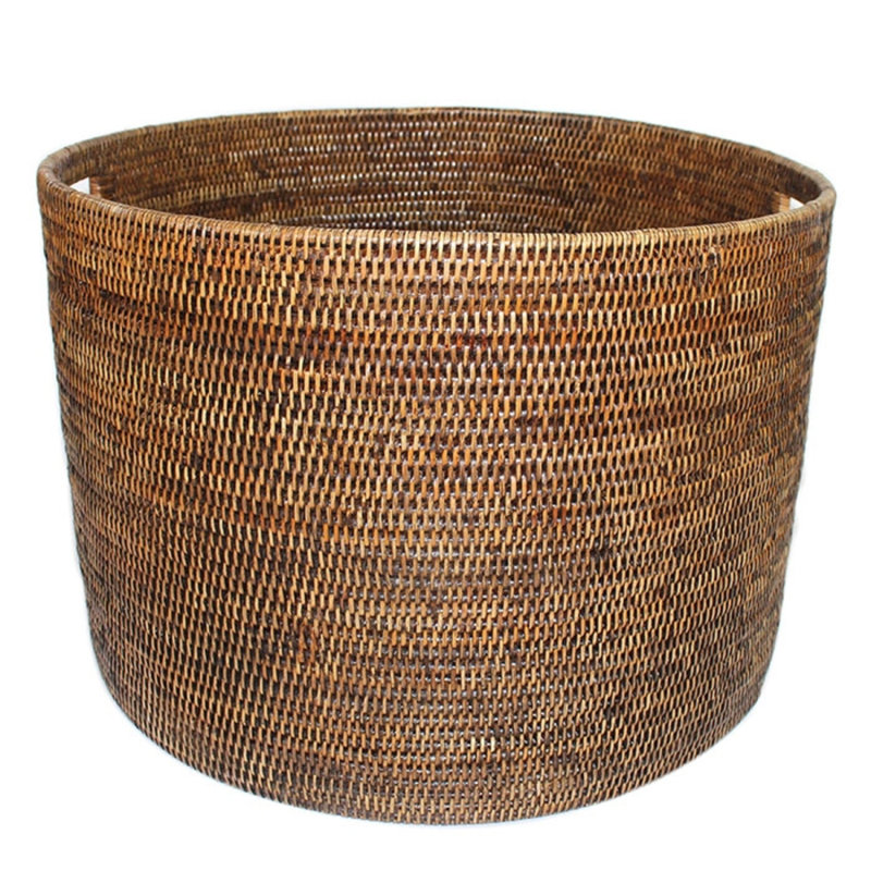 Open Round Storage Basket, Antique Brown