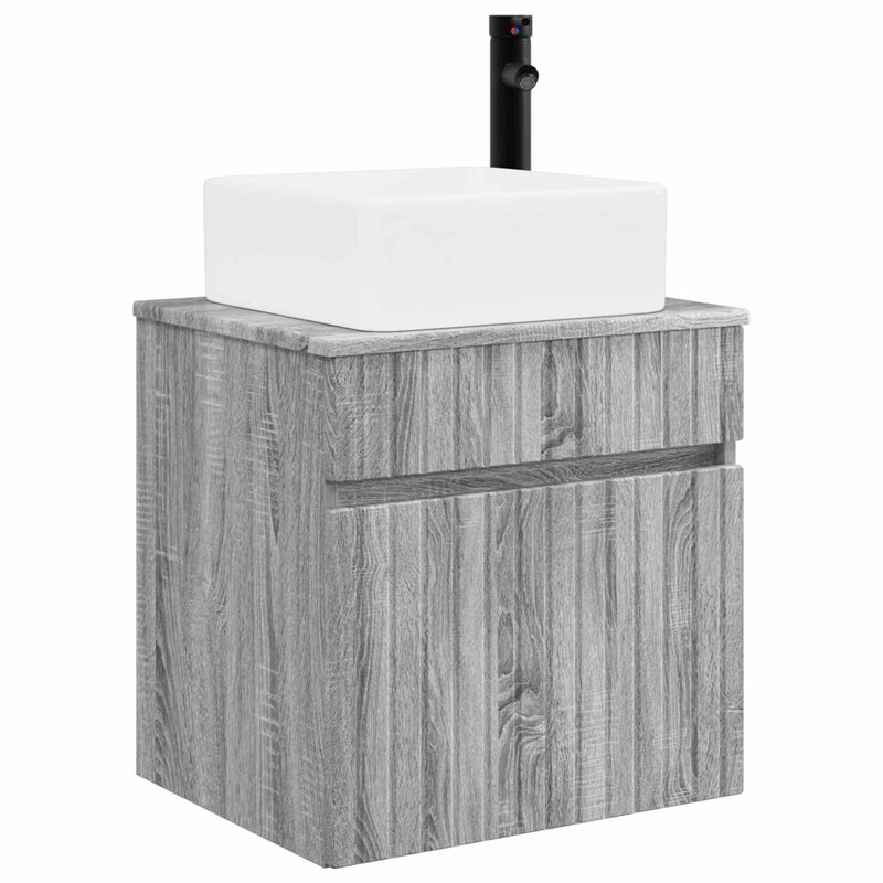 Single Bathroom Vanity with Ceramic Basin, Grey Sonoma