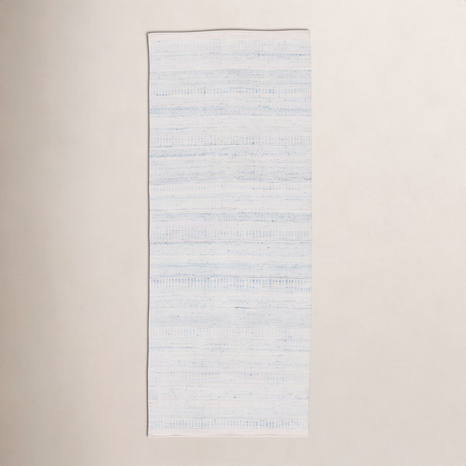 Finian Light Blue Ivory Hand-Woven Outdoor Rug, Runner 3' x 8'