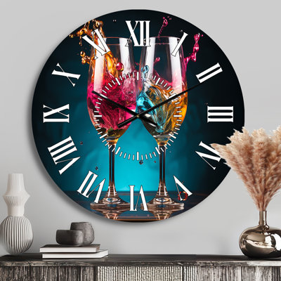 Whimsical Cheers - Wine & Champagne White Face Wall Clock