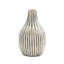 Cole and Grey Bamboo Wood Brushed Blue Decorative Vase with Cream Accents and White Stripes