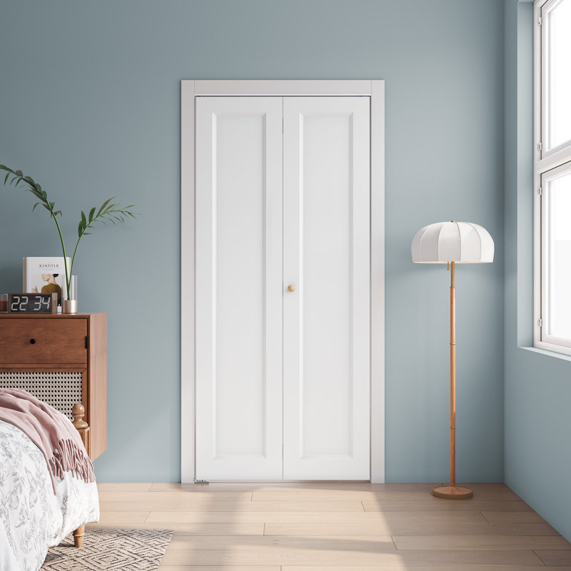 Porte pliante en bois manufacturé à 1 panneau apprêté blanc avec ensemble de quincaillerie, 32 po x 80 po, 1