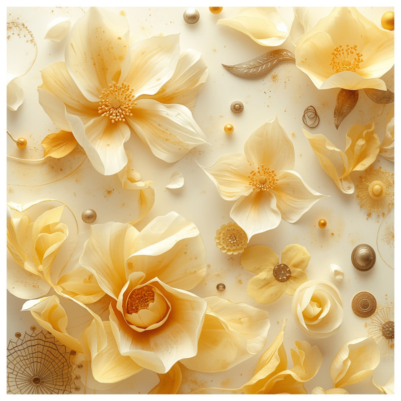 Couvre-lit matelassé à fleurs dorées en papier toutes tailles, Grand lit