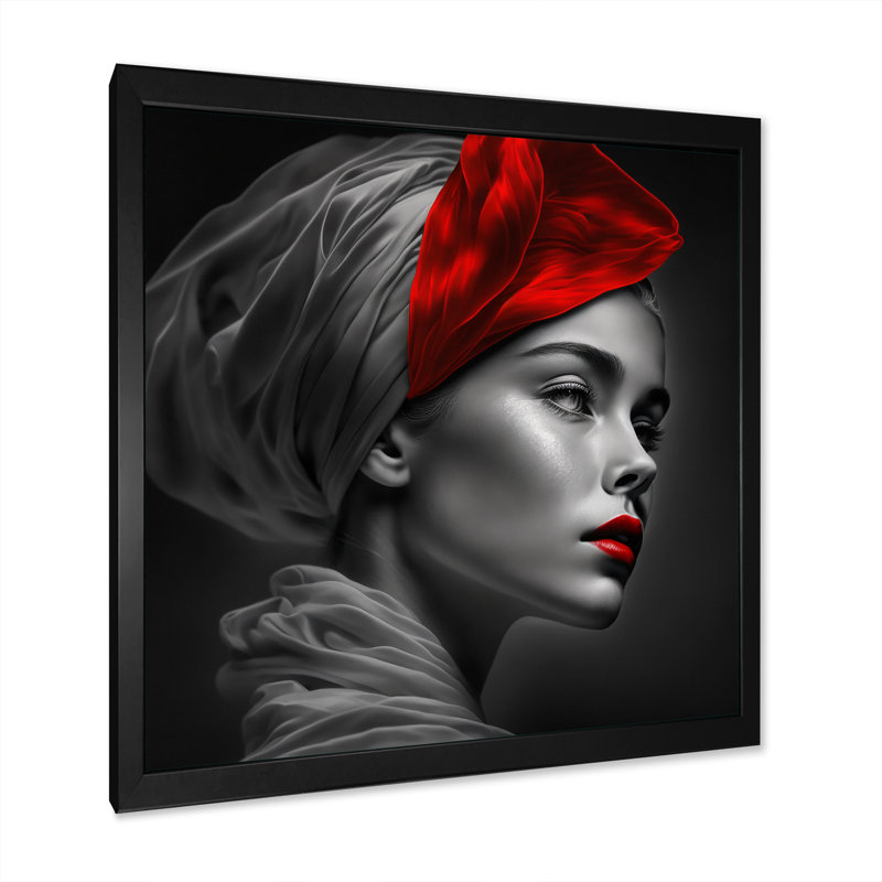 Ramson Retro Greccity en noir et rouge I - reproduction sur toile, Impression noire sur toile encadrée