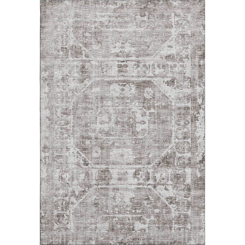 Premium Machine Washable Kelsa AMF41 Mocha Rug, Rectangle 9' x 12'