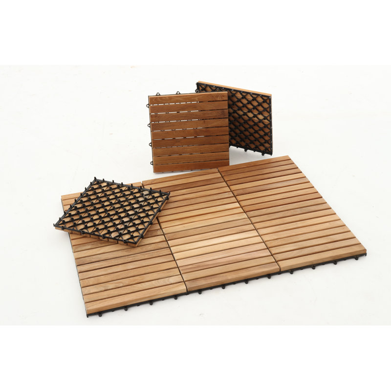 Carreau de terrasse en teck 11,8 "x 11,8" naturel