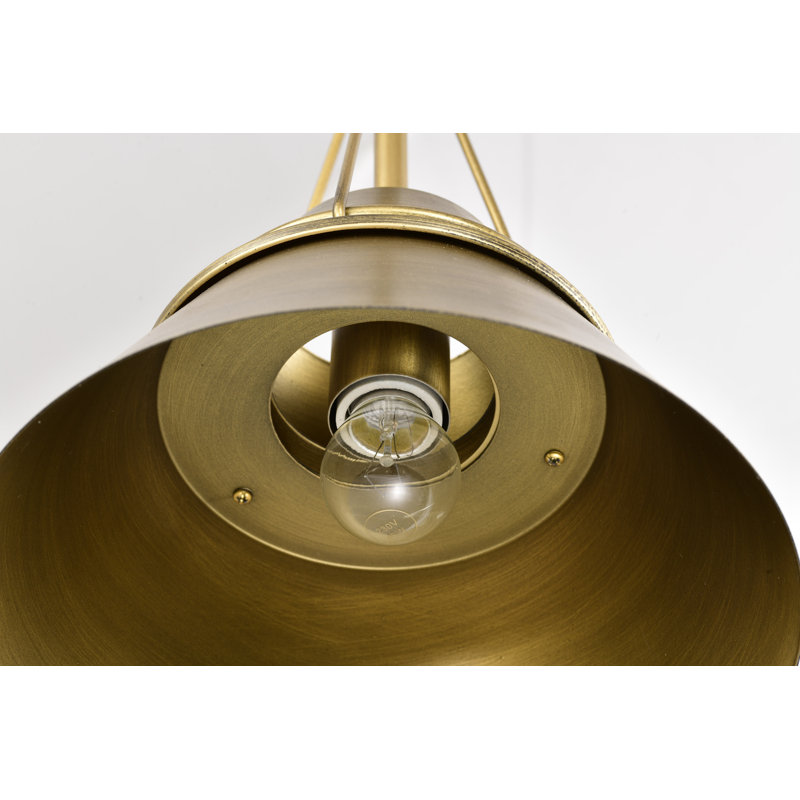 Luminaire suspendu conique à 1 lumière Maricarmen, H 51,5 po x l 10 po x P 10 po, Laiton naturel