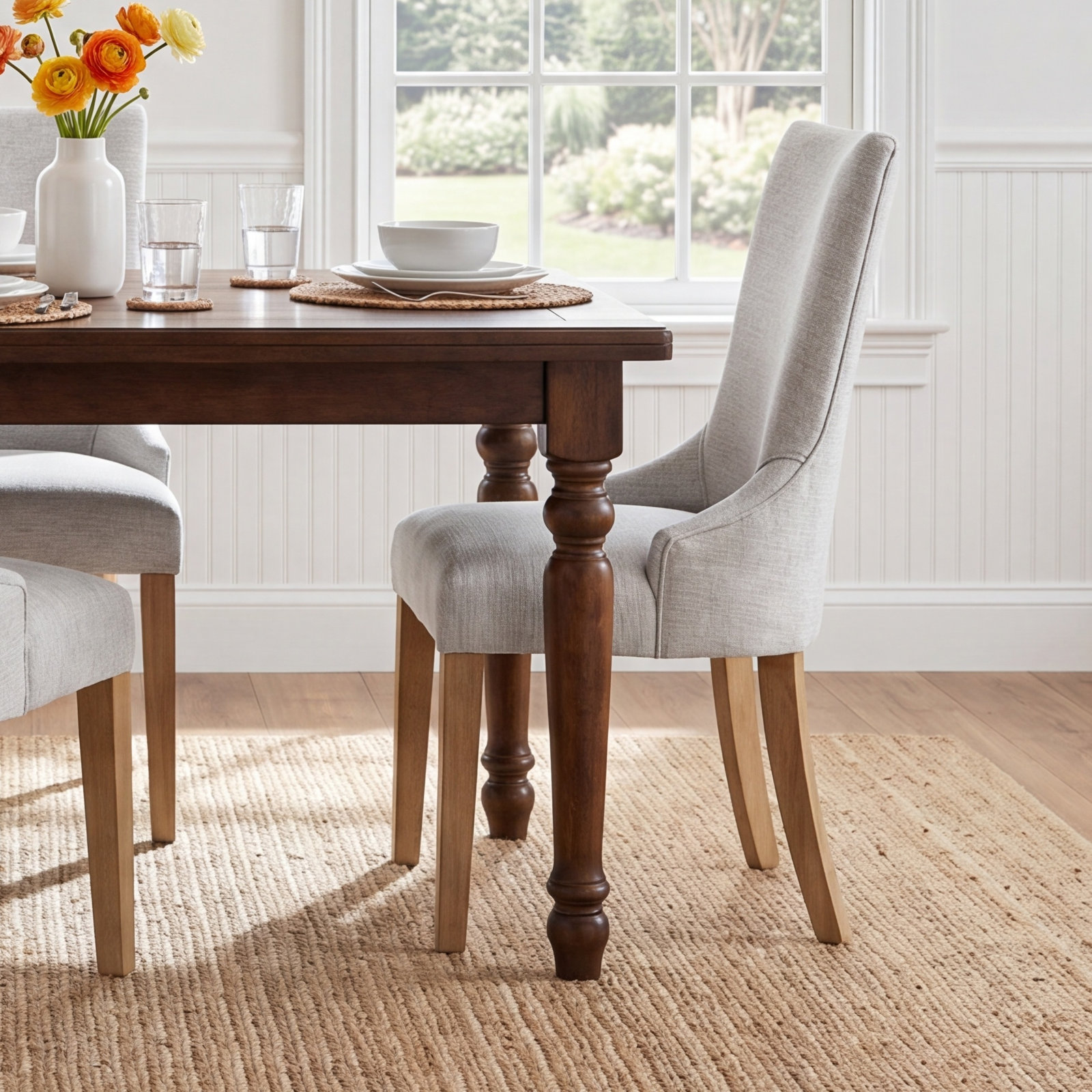 Jezebel Linen Dining Chair, Linen Light Creamy Beige, Natural 