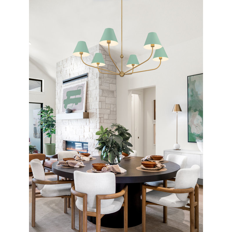 Augustina Light Vibrant Chandelier, Green/White, 6, 12.6"H x 48"W x 48"D