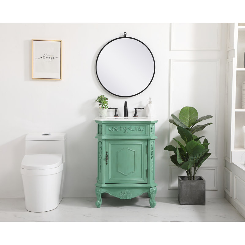 Berkshire 24'' Single Bathroom Vanity with Top, Vintage Mint, White