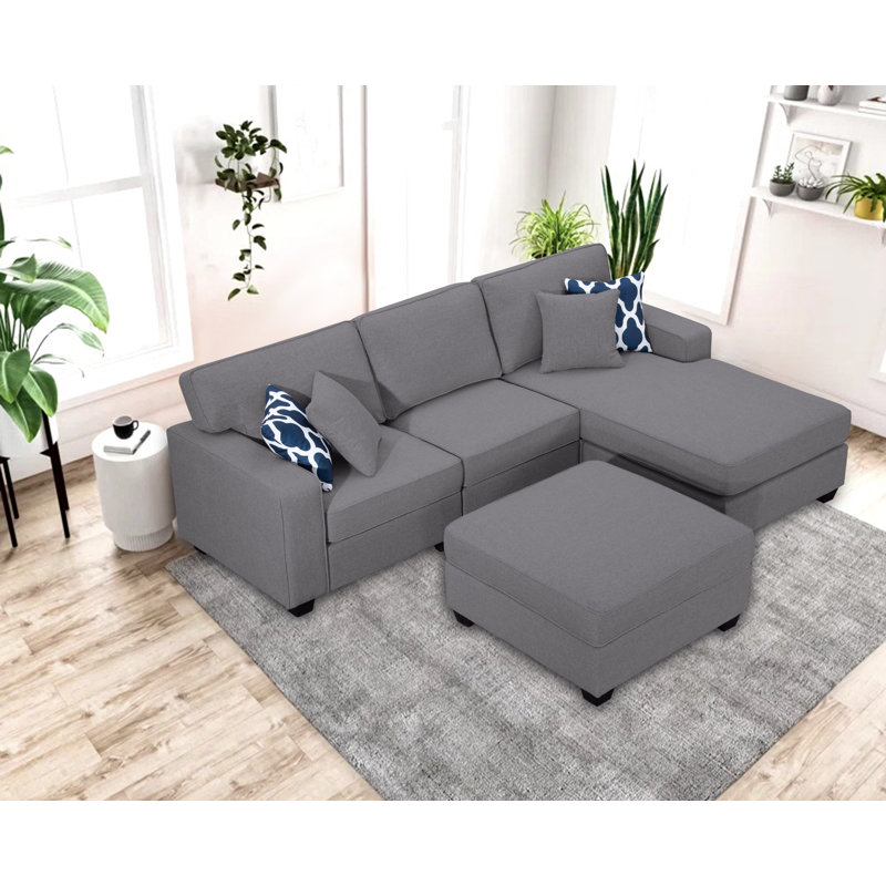 Aldenville Upholstered L-Shaped Sectional Right Hand Facing, Dark Gray Polyester Blend