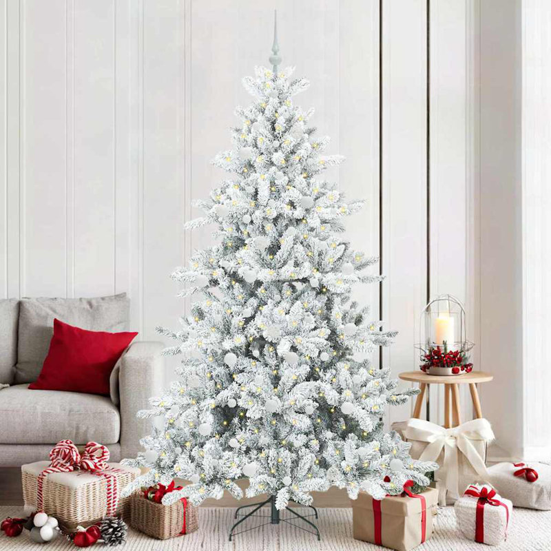 Artificial Hinged Christmas Tree with 300 LEDs, 6.89' H, White