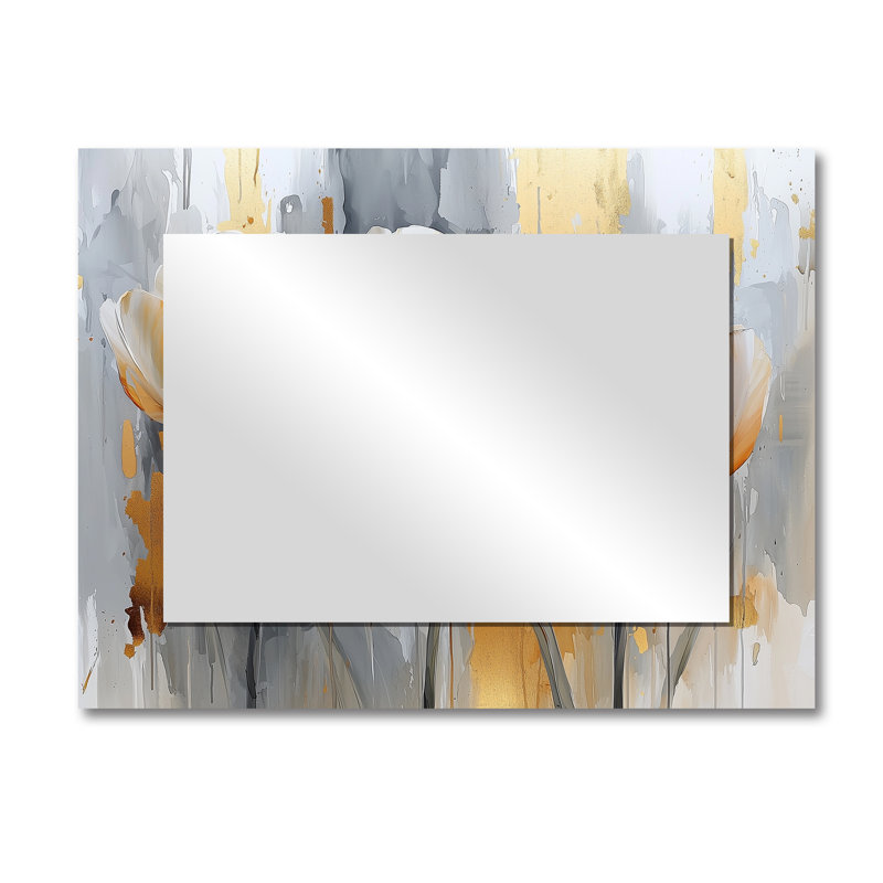 Winter Hues Tulips Field Horizon I - Art mural miroir floral - imprimé sur métal, 30 po x 40 po