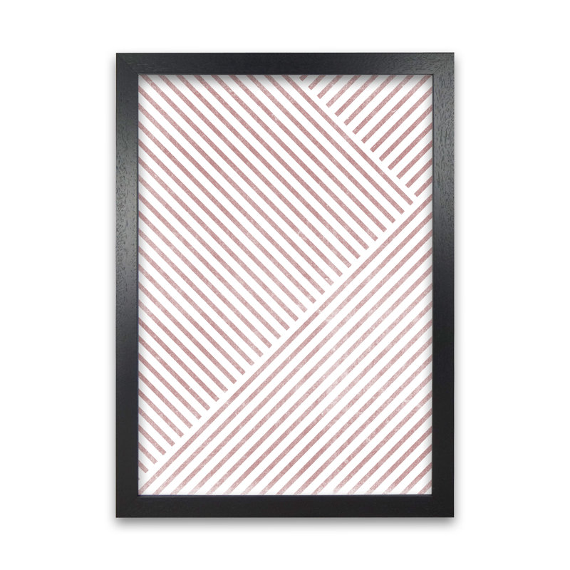 Red Lines Modern Art A - Print, Black Frame, 42cm H x 30cm W x 3cm D