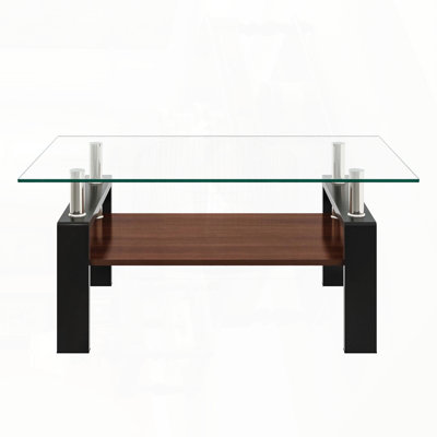 Rectangle Coffee Table with Tempered Glass Top