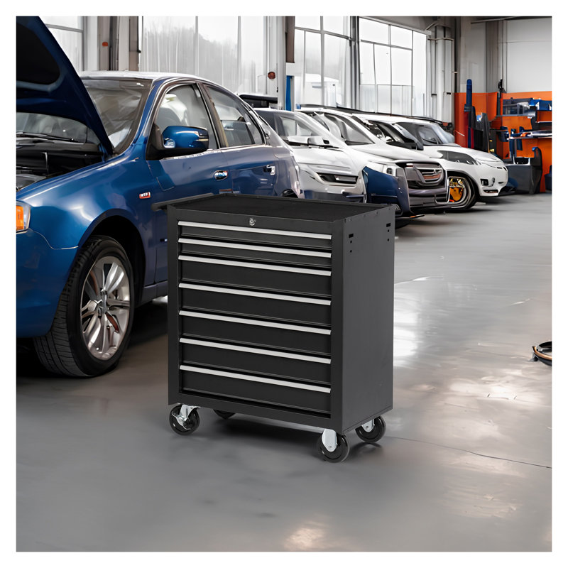 Coffre à outils à roulettes 7 tiroirs avec roulettes - Armoire à outils en acier robuste pour garage et atelier